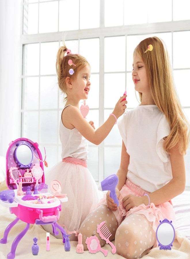 Plintone 4 in 1 Girls Vanity Set Dress Up Toy Vanities 40 PCS Toddler Vanity with Fashion Accessories, Pretend Makeup for Toddlers 3-5, Play Makeup for Girls 3-7 Best Birthday Christmas Festival Gift - Image 5